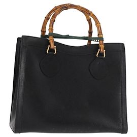 Borsa a mano in pelle nera GUCCI Bamboo Auth ep11149