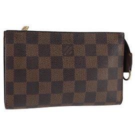 LOUIS VUITTON Pochette Marais Damier Ebene Pouch LV Auth 146456