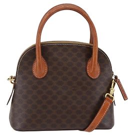 Céline Borsa a mano in tela Macadam CELINE in pelle PVC 2 in 1 marrone Auth BA6720