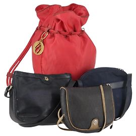 Borsa Honeycomb in pelle e nylon 4 pezzi Christian Dior Rosso Nero Blu Marino Auth bs29565