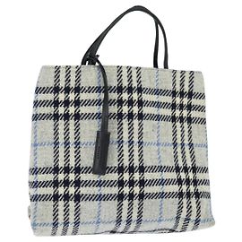 BURBERRY Nova Check Handtasche aus grauem Tweed Auth bs30442