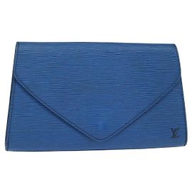 LOUIS VUITTON Clutch Art Déco Epi Blu M52635 LV Auth BA7217
