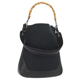 Borsa a Spalla in Tela GG Gucci Bamboo 2way Nera Argento 001 4058 1705 Auth gh1144
