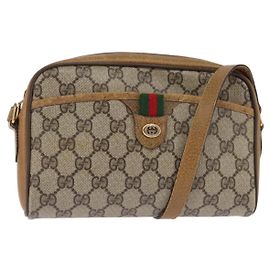 Gucci GG Supreme Web Sherry Line Schultertasche PVC Beige 116 02 089 Auth 148264