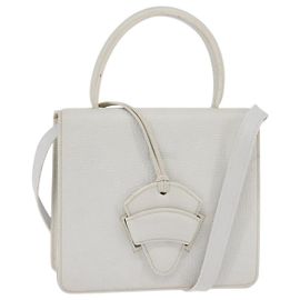 LOEWE Barcelona Handtasche Leder 2 in 1 Weiß Gold Auth 147666