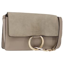 Chloé Borsa a Spalla Chloe Fay in Pelle Scamosciata Beige Auth BA6827