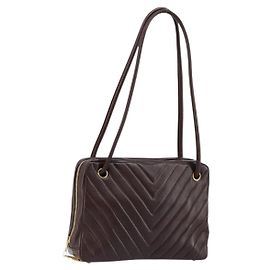 Borsa a Spalla V stitch CHANEL in Pelle di Agnello Marrone Oro CC Auth bs29893