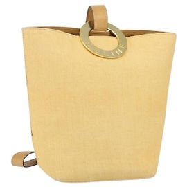 Céline Borsa a Spalla CELINE Circle in Tela e Pelle Beige Auth 145770