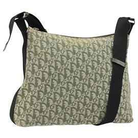 Borsa a Spalla in Tela Trotter Christian Dior Verde Argento Auth SW1847