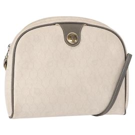 Borsa a spalla in tela a nido d'ape PVC bianco oro Christian Dior Auth bs30970