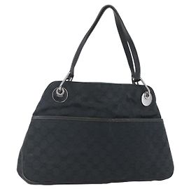 Borsa Tote GG in Tela Gucci Nera Argento 121023 Auth 156903