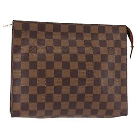 LOUIS VUITTON Poche Toilette 26 Damier Ebene N47543 Auth LV 147199