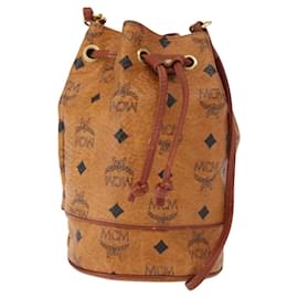 Borsa a Spalla MCM Logogram Vicetos in Pelle PVC Marrone Oro Auth BA8641