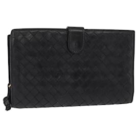 Cartera Larga INTRECCIATO de Cuero Negro Auténtica bs31595 - Autre Marque