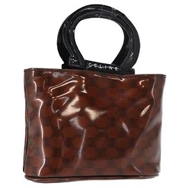 Céline Borsa a mano in tela Macadam CELINE PVC marrone nero Auth 154907