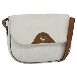 Borsa a spalla con catena Christian Dior in pelle bianca e oro Auth 155932