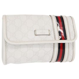 GUCCI GG Supreme Sherry Line Borsa a Vita PVC Bianco Oro 152597 Auth 155928