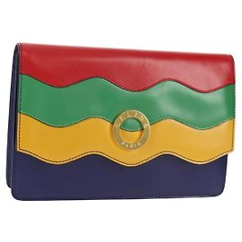 Céline CELINE Bolso Clutch Circle Cuero Multicolor Oro Auth 154051V