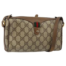 Borsa Sherry Line GG Supreme Web in PVC beige e oro 89 02 018 Auth BA6558 di GUCCI