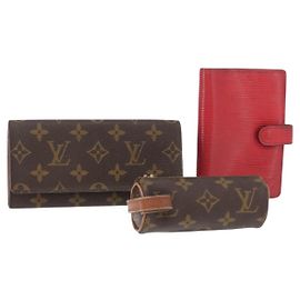 LOUIS VUITTON Cartera Monogram Epi 3 Set Rojo LV Auth 154976