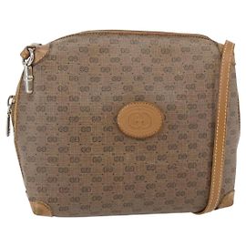 Gucci Borsa a Spalla Micro GG Supreme PVC Marrone Oro 007 104 4916 Auth BA6559