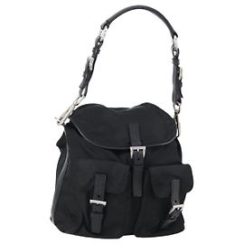 Borsa a Spalla PRADA Nylon Nero Argento Autentica 147531