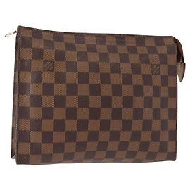 LOUIS VUITTON Poche Toilette 26 Damier Ebene N47543 Auth LV 148767