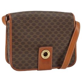 Céline Borsa a Spalla in Tela Macadam CELINE in Pelle PVC Marrone Oro Auth 149062