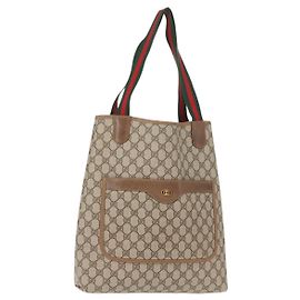 Borsa tote in PVC beige e oro della linea Sherry GG Supreme di GUCCI 378 02 003 Auth ep11646