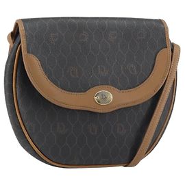 Borsa a Spalla in Tela Honeycomb PVC Nera e Dorata Auth BA8817 Christian Dior