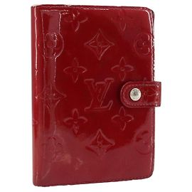 LOUIS VUITTON Agenda PM Monogram Vernis Couverture Planificateur de Jour Rouge R21016 Auth BA8895
