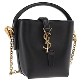 SAINT LAURENT Micro Borsa a Mano Pelle Nera Oro Auth 154229SM - Saint Laurent