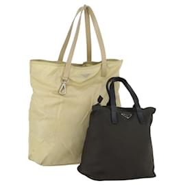 Borsa Tote PRADA Nylon 2 Set Kaki Beige Auth 151727