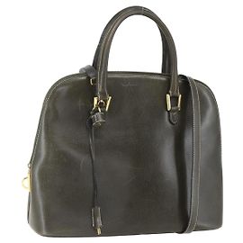 Borsa a mano in pelle Salvatore Ferragamo 2 in 1 khaki oro Auth gh1429