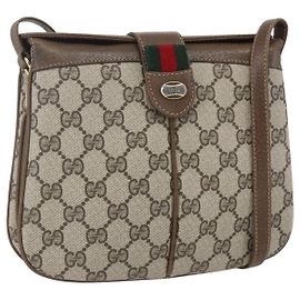 Bolsa Sherry Line GG Supreme Web da GUCCI em PVC bege e dourado 10 02 037 Auth 157006