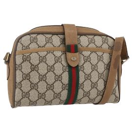 Borsa Sherry Line GG Supreme Web di GUCCI in PVC beige e oro 116 02 055 Auth BA8616