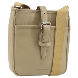 Burberry Borsa a Spalla in Pelle Beige Argento Auth ka786