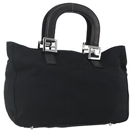 Bolsa FENDI de nylon preta e prata autêntica ki6181
