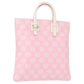 LOEWE Borsa a Mano Anagram in Tela Rosa Argento Auth yk19791
