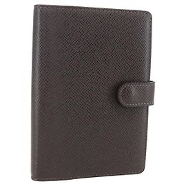 LOUIS VUITTON Cubierta de Planificador Diario Taiga PM Grizzly R20434 LV Auth BA8378