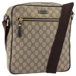 Gucci Borsa a Spalla GG Supreme PVC Beige Oro 201448 Auth 154420