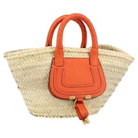 Chloé Borsa a secchiello Chloe Marcie in paglia arancione beige Auth 153174
