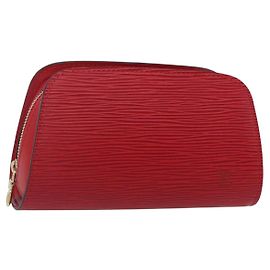 LOUIS VUITTON Pochette Dauphine PM Epi Rosso Castigliano M48447 LV Auth 150889