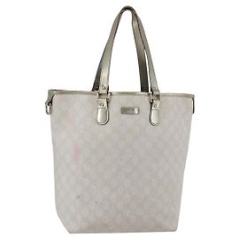 Gucci Borsa Tote GG Supreme in PVC avorio e oro 189896 Auth 144327