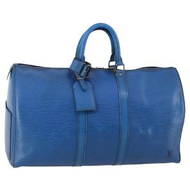 LOUIS VUITTON Epi Keepall 45 Bolsa Boston Azul M42975 LV Auth 142820