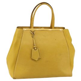 Borsa a mano FENDI in pelle giallo oro Auth 144480