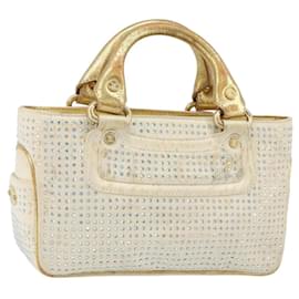 Céline Borsa a Mano CELINE Satin Beige Oro Auth gh992