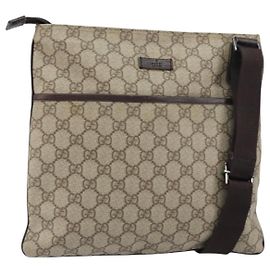 GUCCI GG Supreme Schultertasche PVC Beige Silber 141626 Auth bs31415