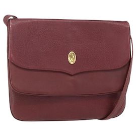 CARTIER Sac à épaule Must Line Cuir Bordeaux Or Auth mr1591
