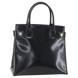 Borsa a mano GUCCI in pelle verniciata nera e oro Auth 151615